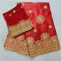 Bazin Riche-robe en dentelle Tulle rouge | 5 + 2Yards, offre spéciale, tissu , dentelle rouge de , pour la couture en Tulle HL07538