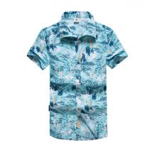 Été bleu imprimé hauts pour hommes chemises décontracté à manches courtes hawaïen plage chemise été chemisier pour homme dessus de chemise