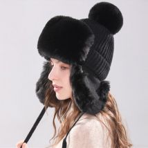 Chapeaux d'hiver pour femmes | Chapeaux tricotés pour hommes, chapeaux épaissi pour oreilles, chapeaux d'hiver en fausse fourrure de lapin, chapeau à rabat