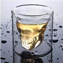 Verre pirate crâne en cristal double cristal | Résistant à la chaleur, tasse transparente en cristal