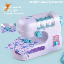 Machine à coudre électrique appareils électroménagers Mini poupée tissu Machine à coudre enfants semblant jouer jouets avec 3 bobines
