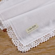 C006 mouchoirs en dentelle de coton | Blanc premium crochet pour femmes/dames, mouchoir de mariage