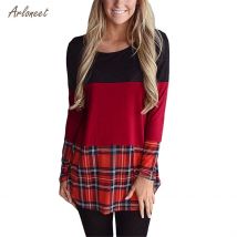 ARLONEET Maternité Hiver À Manches Longues À Carreaux Imprimé Tshirt Femmes Allaitement Grossesse Maternité Bébé t-shirts hauts vêtements