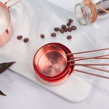 Tasses à mesurer et cuillères en acier inoxydable LBER or Rose lot de 8 mesures gravées, becs verseurs & miroir poli pour Bak