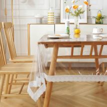 Nappe rectangulaire en dentelle transparente Anti-brûlure, nappe imperméable et résistante à l&#39;huile, tissu décoratif de Table à thé pour salon
