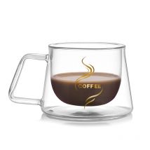 Tasse en verre de 200ML à Double couche | Tasses de Table de bureau à domicile, tasses d'isolation thermique, thé lait tasses à café tasse chaude de Table, verres chauds de Table