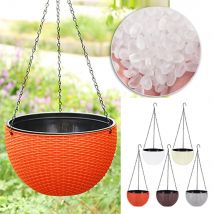 PP résine + chaîne en métal tressé suspendu panier jardin rotin Pot de fleur résine Chic planteur avec chaîne fournitures de jardin