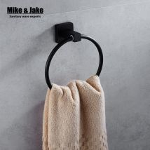 Anneau de serviettes de salle de bain en acier | Inoxydable massif, fini noir, accessoires de salle de bain, étagère pour serviettes et serviettes, barre à serviettes HC6703