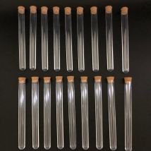 Tubes de test en plastique Transparent avec bouchons, 50pcs, 15x150mm, tubes ronds en plastique, laboratoire, Transparent