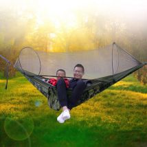 Hamac de Camping/jardin avec moustiquaire mobilier d'extérieur 1-2 personne Portable lit suspendu force Parachute tissu sommeil balançoire