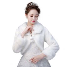 Vestes d'hiver en fausse fourrure à manches longues, pour mariée, avec châle, écharpe chaude pour mariage, ,