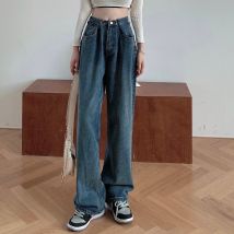 ZHISILAO Boyfriend maman jean femmes grande taille taille haute droite jambe large jean Vintage bleu noir Denim pantalon Chic