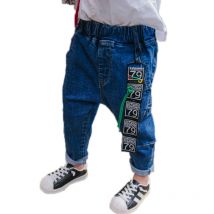 Lettre pendentif drapeau garçons jean pantalon printemps automne longue enfant jean pantalon garçon Denim pantalon Jeans décontractés pour 2 ~ 10 ans