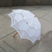 Parasol de mariée de parapluie de mariage de broderie de dentelle victorienne de 80cm, blanc