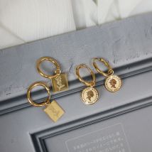 Boucles d'oreilles en or Rose française Elizabeth, boucles d'oreilles carrées avec Clip pour les oreilles, en acier plaqué en titane, 18K