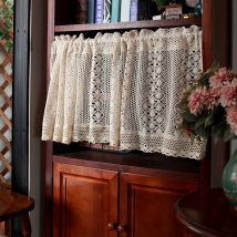 Rideau de cuisine en fil de coton rustique au Crochet court, rideau décoratif pour armoire, mi-rideau