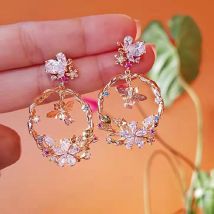 boucle oreille femme boucles d&#39;oreilles bijoux femme bijoux boucle d’oreille acier inoxidable Petite abeille, Animal, papillon, danse, fleur, cercle, cristal, diamant opale, fête, anniversaire, Banquet, bijoux