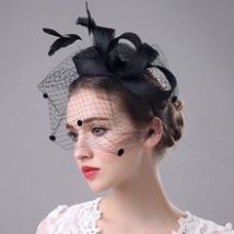 Chapeau de cérémonie de mariage pour femmes, magnifique chapeau en mailles avec rubans et plumes, chapeau pour fêtes spéciales, collection