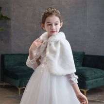 Boléro de mariage pour filles, manteaux d&#39;hiver en fausse fourrure, manteaux chauds pour enfants, châle, écharpe, robe de fête
