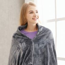 Châle chauffé par USB, couverture chauffante électrique de jet de peluche avec la taie d'oreiller, couverture chauffante de tour de chauffage de Cape, flanelle électrique Bl