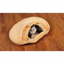 BESTNew hiver chien chat lit maison coussin demi couvert lit sac de couchage confortable mignon Hamburger forme peluche M