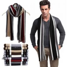 Écharpe rayée en coton pour hommes, écharpe de styliste, châle tricoté, de pour femmes et hommes, écharpe rayée avec glands, en cachemire
