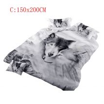 3D couette ensembles de literie Double loup Couples enfants 3D literie Cool gris loup housse de couette ensemble 3 pièces peinture housses de couette # N