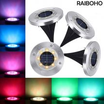 Lumière de disque solaire extérieure dans le sol 8 Led lumière au sol solaire imperméable à l'eau chemin paysage lumières pour la cour de jardin de pelouse extérieure