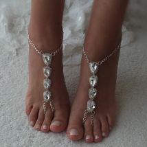Stonefans – bracelet de cheville avec strass pour femmes, 2 pièces, sandales Boho pieds nus, bijoux de mariée, anneau d&#39;orteil, chaîne de pied, accessoires