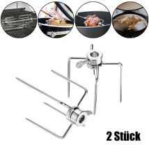 2 pièces/ensemble rôtissoire BBQ fourchettes inox broche BBQ fourchettes charbon de bois poulet Grill rôtissoire viande fourchette BBQ outil