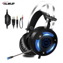 ALWUP A6 casque de jeu filaire led HD basse pour ordinateur PC jeux avec séparateur casque de jeu pour ps4 xbox one avec Microphone