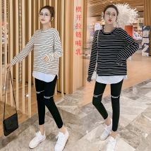 8903 # automne coton maternité blouse d'allaitement chemises + Legging costumes vêtements pour femmes enceintes grossesse Sport pulls décontractés