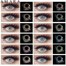 AMARA – lentilles de Contact de couleur pour les yeux, myopie, lentilles bleues avec dioptrie annuelle, cosmétiques, 2 pièces/paire
