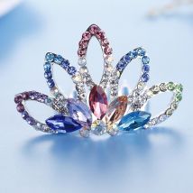 Couronne de princesse en strass, peigne à cheveux, Mini tiare mignons, couvre-chef multicolores pour filles, bijoux pour enfants, de fête d&#39;anniversaire