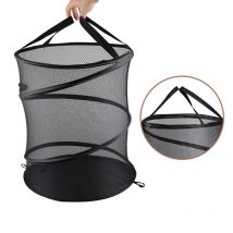 Panier à linge en maille pliable, panier à linge rond pour la maison (noir) 1 pièce