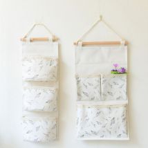 Lavande frais maison coton et lin sac suspendu décoration murale trois poches sac de rangement sac de rangement d'épicerie