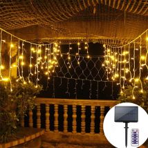 Guirlande lumineuse rideau de fenêtre solaire à 128/265 led, 3M/5M, pour noël, décorations de mariage