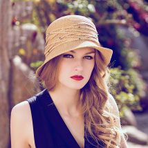 Chapeau de paille avec strass pour femmes | supérieure fait à la main, Cloche pour soleil d'été à la pour dames