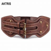AKTRIS PU cuir élastique femme pardessus large taille joint brevet vers le bas vestes ceinture pour les femmes FCO118