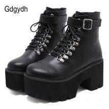 Gdgydh – chaussures d&#39;automne pour femmes, épaisses, talons hauts, plateforme, bottines confortables, ,