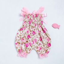 Bloemenprint Footies Peuter Jongens Meisjes Sleevess O-hals Romper Bodysuit Jumpsuit + Hoofdband Outfit Footies Ubranka Dla Niemowlat