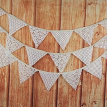 Guirlande de banderole en dentelle blanche, banderole en tissu de coton, accessoires décoratifs pour mariage, anniversaire, Baby Show, fête