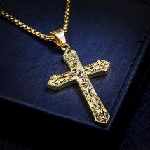 Pendentif pour hommes, bijoux Punk, chaînes de cou en acier inoxydable, Hip Hop, collier en or avec croix de jésus pour hommes
