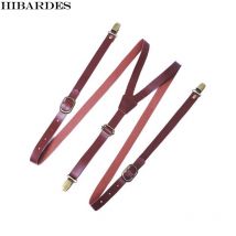 Bretelles rétro en bronze pour femmes, 3 boucles, 1.3cm de large, en cuir synthétique, pour pantalon,