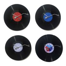 Horloge murale universelle silencieuse | Horloge CD en vinyle noir, idéale pour la maison, la salle de bains, ornement de Garage (à piles AA)