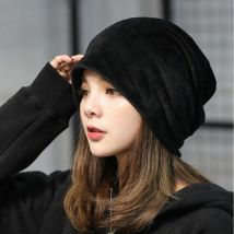 Femmes dames velours casquettes automne hiver solide doux Slouch Beanie Ski Hip Hop chapeau casquette surdimensionné