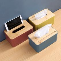 Bambou peut mettre téléphone portable boîte à mouchoirs simple salon ménage tiroir plateau serviette boîte télécommande boîte de rangement