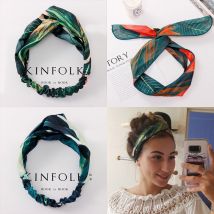 Été bohème imprimer feuilles bandeaux élastiques bandeaux pour femmes rétro croix noeud Turban Bandanas bandes de cheveux accessoires de cheveux