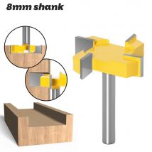 1Pc 8Mm Schacht Frees Houtsnijwerk 4 Rand T Type Steken Cutter Houtbewerking Tool Router Bits Voor hout Cutter Inlassen