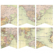 Bannière de cartes du monde ancien | Guirlande de cartes anciennes, carte du monde Shabby, décor de voyage, remise de diplôme, fournitures de fête de mariage